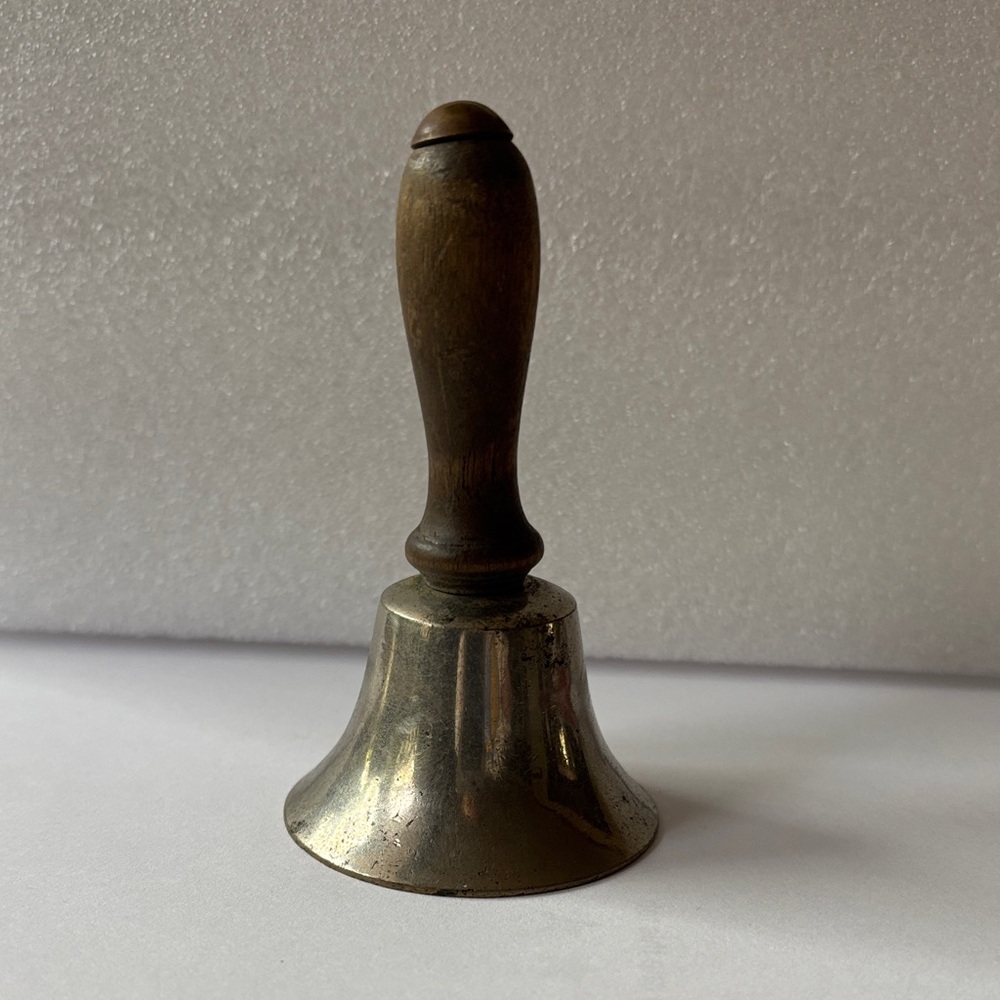 Vintage Brass Hand Bell with Wooden Handle
